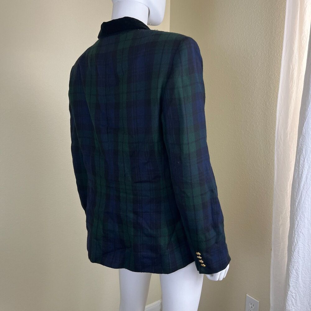 Vintage Lauren Ralph Lauren Women Size 14 Tartan Plaid Wool Blazer Jacket USA - Picture 12 of 15